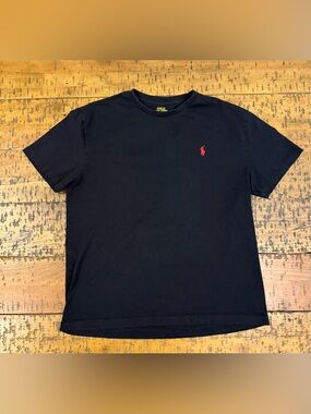 Polo by Ralph Lauren Black Crewneck Tee with Red Pony